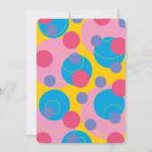 ピンクとブルーのバブル フォト ガール 誕生日パーティー 招待状 (裏面)