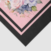 ピンクとブルーのバラのブークタイルのデクページ 薄葉紙 (詳細)