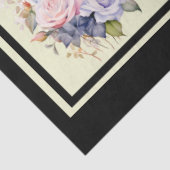 ピンクとブルーのバラのブークタイルのデクページ 薄葉紙 (詳細)