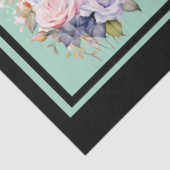 ピンクとブルーのバラのブークタイルのデクページ 薄葉紙 (詳細)