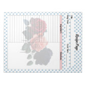 ピンクとブルーのバラレシピ ノートパッド (正面)