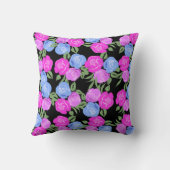 ピンクとブルーのバラ枕 クッション (裏面)