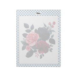 ピンクとブルーのバラ注 ノートパッド