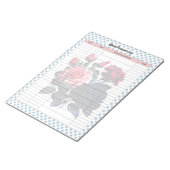 ピンクとブルーのバラ血圧ログ ノートパッド (アングル)