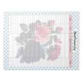 ピンクとブルーのバラ血圧ログ ノートパッド (正面)