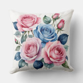 ピンクとブルーのバラ クッション (裏面)