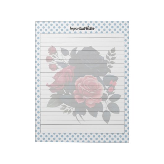 ピンクとブルーのバラ ノートパッド (回転)
