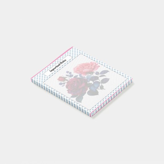 ピンクとブルーのバラ ポストイット (アングル)