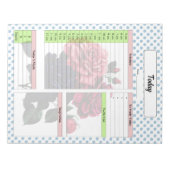 ピンクとブルーのバラ – 今日のプランナー ノートパッド (正面)