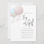 ピンクとブルーのバルーンジェンダーが登場 招待状 (正面)