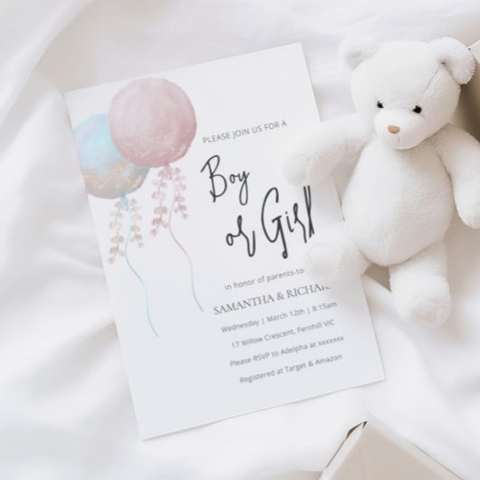 ピンクとブルーのバルーンジェンダーが登場 招待状