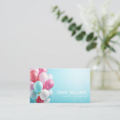 ピンクとブルーのバルーンパーティープランナー名刺 名刺 (スタンド正面)