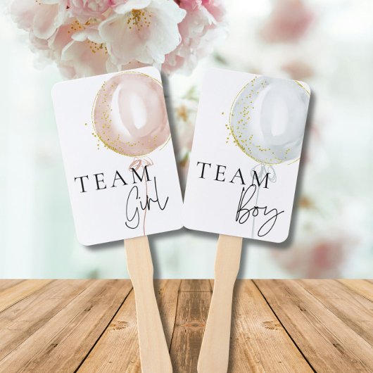 ピンクとブルーのバルーン性別が投票パドルを明らかにする ハンドファン