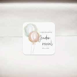 ピンクとブルーのバルーン性別の表示お気に入りのパーティー スクエアシール