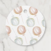 ピンクとブルーのバルーン性別の表示お気に入りのパーティー フェイバータグ (裏面)