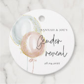 ピンクとブルーのバルーン性別の表示お気に入りのパーティー フェイバータグ (正面)