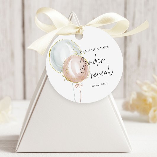 ピンクとブルーのバルーン性別の表示お気に入りのパーティー フェイバータグ