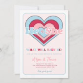 ピンクとブルーのバレンタインデーの性別を表示 招待状 (正面)