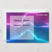 ピンクとブルーのバーチャルグロー誕生日パーティー 招待状 (正面)