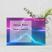 ピンクとブルーのバーチャルグロー誕生日パーティー 招待状 (スタンド正面)