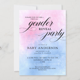 ピンクとブルーのバーチャルジェンダーの表示パーティー 招待状
