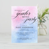 ピンクとブルーのバーチャル性別発表パーティー 招待状 (スタンド正面)