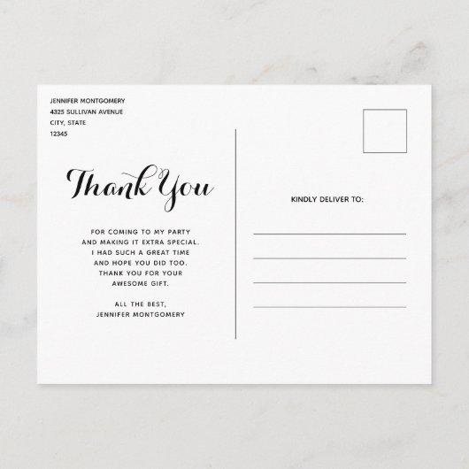 ピンクとブルーのパステルグラディエントスカイありがとう ポストカード (裏面)