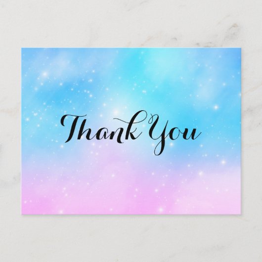 ピンクとブルーのパステルグラディエントスカイありがとう ポストカード (正面)