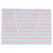 ピンクとブルーのパステルストライプ ラージペーパーバッグ (裏面)