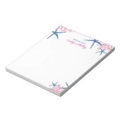 ピンクとブルーのヒトデ&コーラルパーソナライズされた ノートパッド (回転)