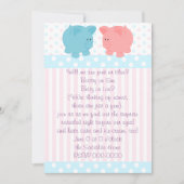 ピンクとブルーのピギー 招待状 (正面)