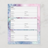 ピンクとブルーのフローラアドレス帳ページ (裏面)