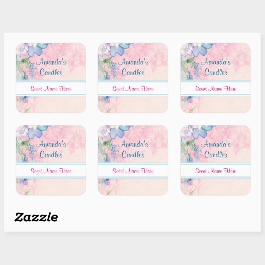 ピンクとブルーのフローラキャンドルの香り スクエアシール (シート)