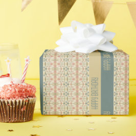 ピンクとブルーのフローラデザイナー ラッピングペーパー