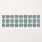 ピンクとブルーのフローラバタフライマンダラ ヨガマット (裏面(横))