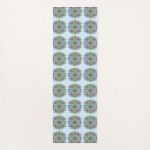 ピンクとブルーのフローラバタフライマンダラ ヨガマット (裏面)