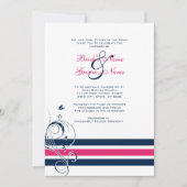 ピンクとブルーのフローラバー結婚式招待状 招待状 (正面)