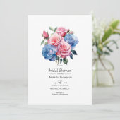 ピンクとブルーのフローラブライダルシャワー 招待状 (スタンド正面)