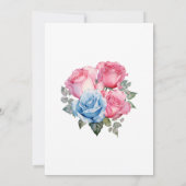 ピンクとブルーのフローラブライダルシャワー 招待状 (裏面)