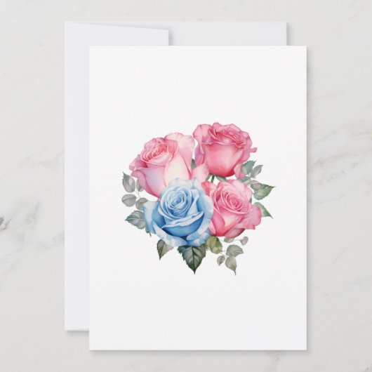 ピンクとブルーのフローラブライダルシャワー 招待状 (裏面)