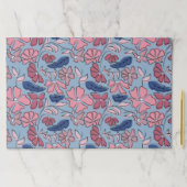 ピンクとブルーのフローラブロックプリント紙ランチョンマット ペーパーパッド (インサイチュ)