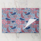 ピンクとブルーのフローラブロックプリント紙ランチョンマット ペーパーパッド (折り畳み)