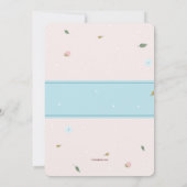 ピンクとブルーのフローラベビーシャワー招待状 招待状 (裏面)