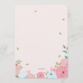 ピンクとブルーのフローラベビーシャワー招待状 招待状 (裏面)