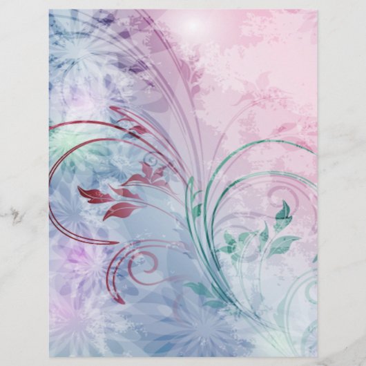 ピンクとブルーのフローラ折り紙紙 (正面)