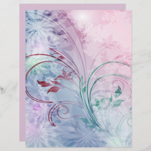 ピンクとブルーのフローラ折り紙紙 (正面/裏面)