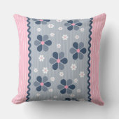 ピンクとブルーのフローラ枕 クッション (正面)