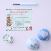 ピンクとブルーのフローラ犬のグルーミングレポートカードフライ チラシ (シングル)