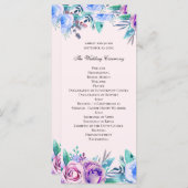 ピンクとブルーのフローラ結婚の。水彩花 プログラム (正面/裏面)