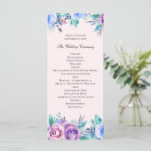 ピンクとブルーのフローラ結婚の。水彩花 プログラム (スタンド正面)